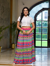 Multicolor printed skirt with White Top Co-Ord Set - Elganza