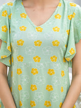 Mint Green Floral Shift Dress - Elganza