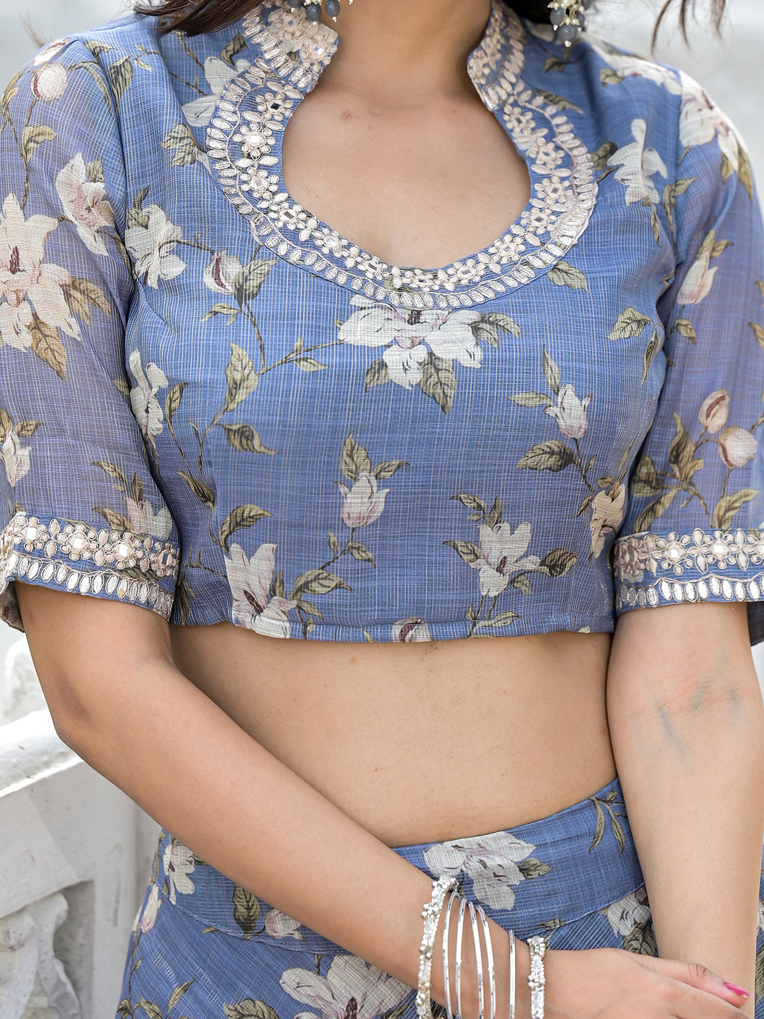 Grey lehenga Choli with Gota Patti work - Elganza