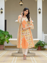 Peach & Cream Nyra Cut kurta - Elganza