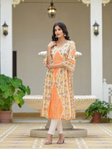 Peach & Cream Nyra Cut kurta - Elganza