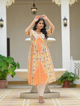 Peach & Cream Nyra Cut kurta - Elganza