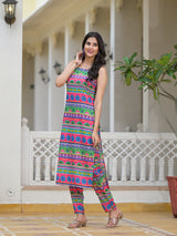 Multicolor Kurta Set with noodle Strap - Elganza