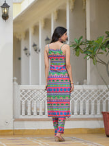 Multicolor Kurta Set with noodle Strap - Elganza