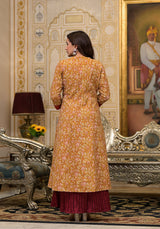 Mustard & Maroon jacket Dress - Elganza