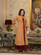 Mustard & Maroon jacket Dress - Elganza