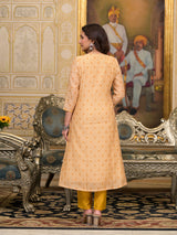 Cream Polka Dot A-Line Kurta Set - Elganza