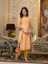 Cream Polka Dot A-Line Kurta Set - Elganza