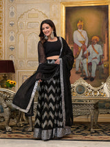 Black Sequinned party wear lehenga Choli - Elganza
