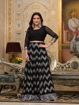 Black Sequinned party wear lehenga Choli - Elganza