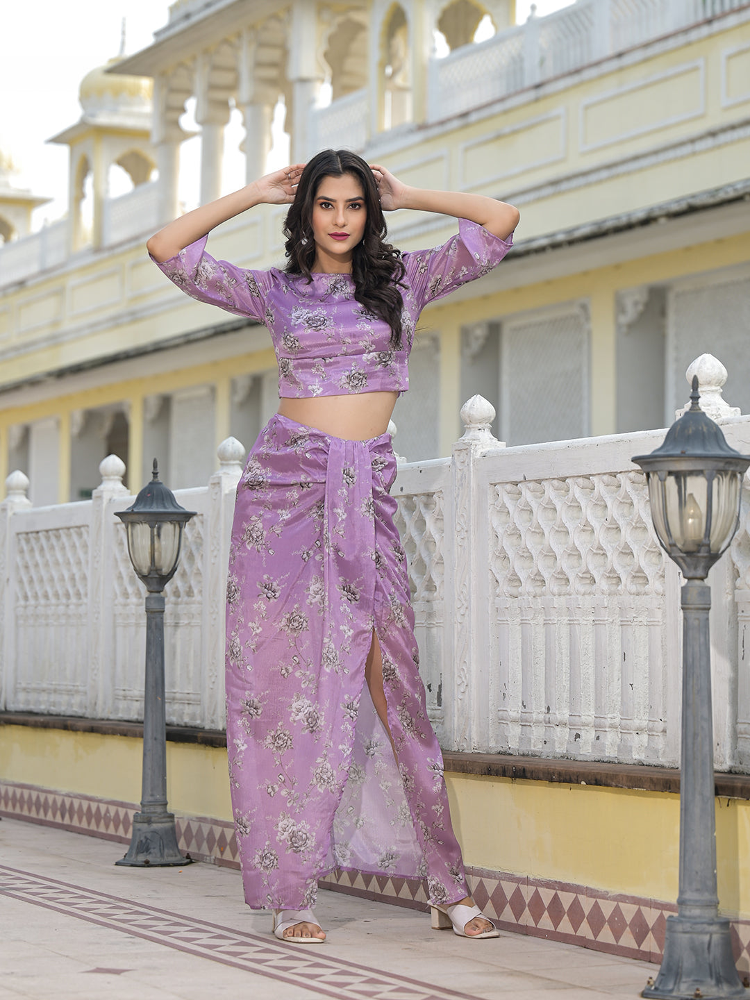 Lavender Skirt top Co-Ord Set - Elganza