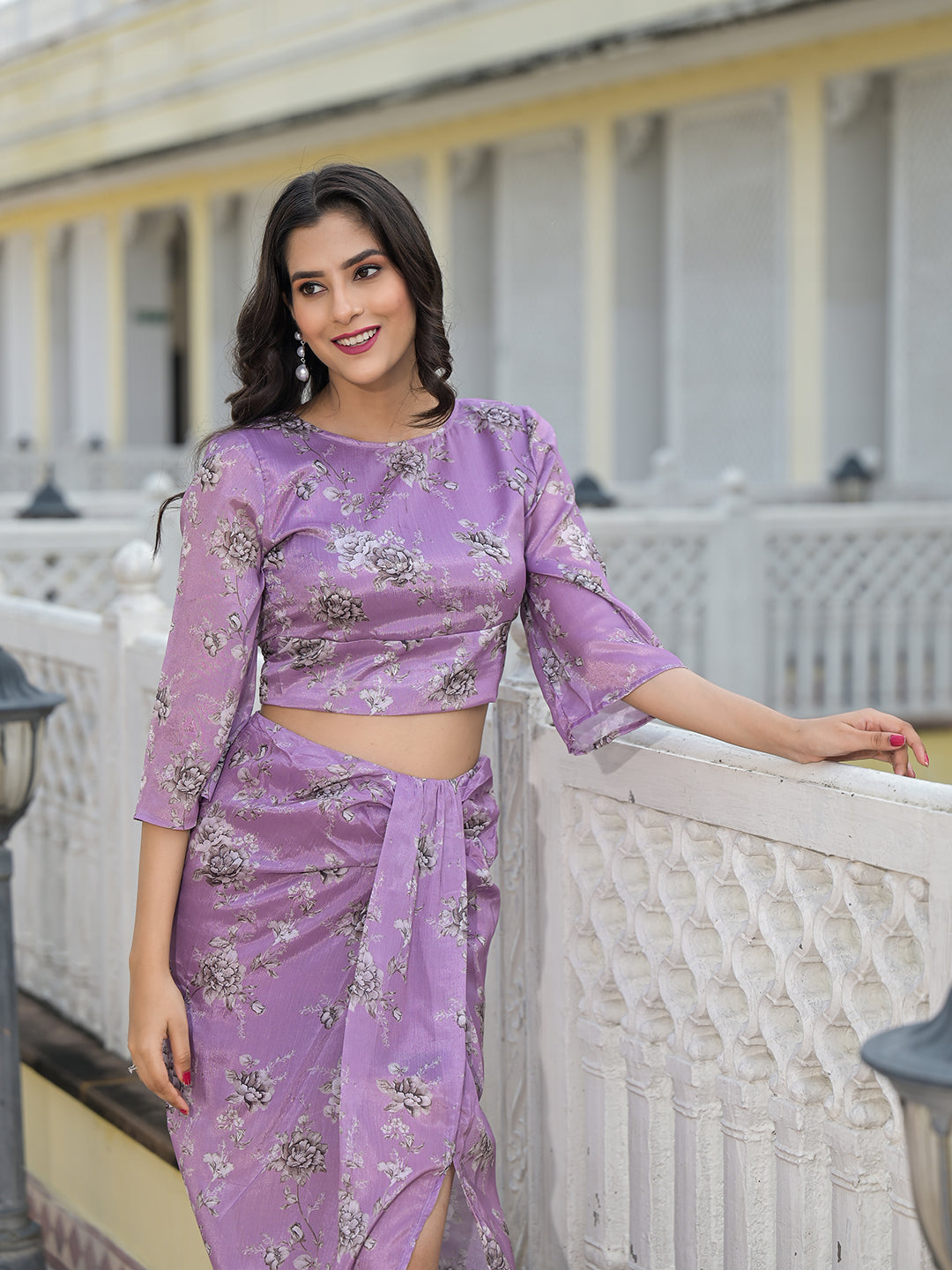 Lavender Skirt top Co-Ord Set - Elganza