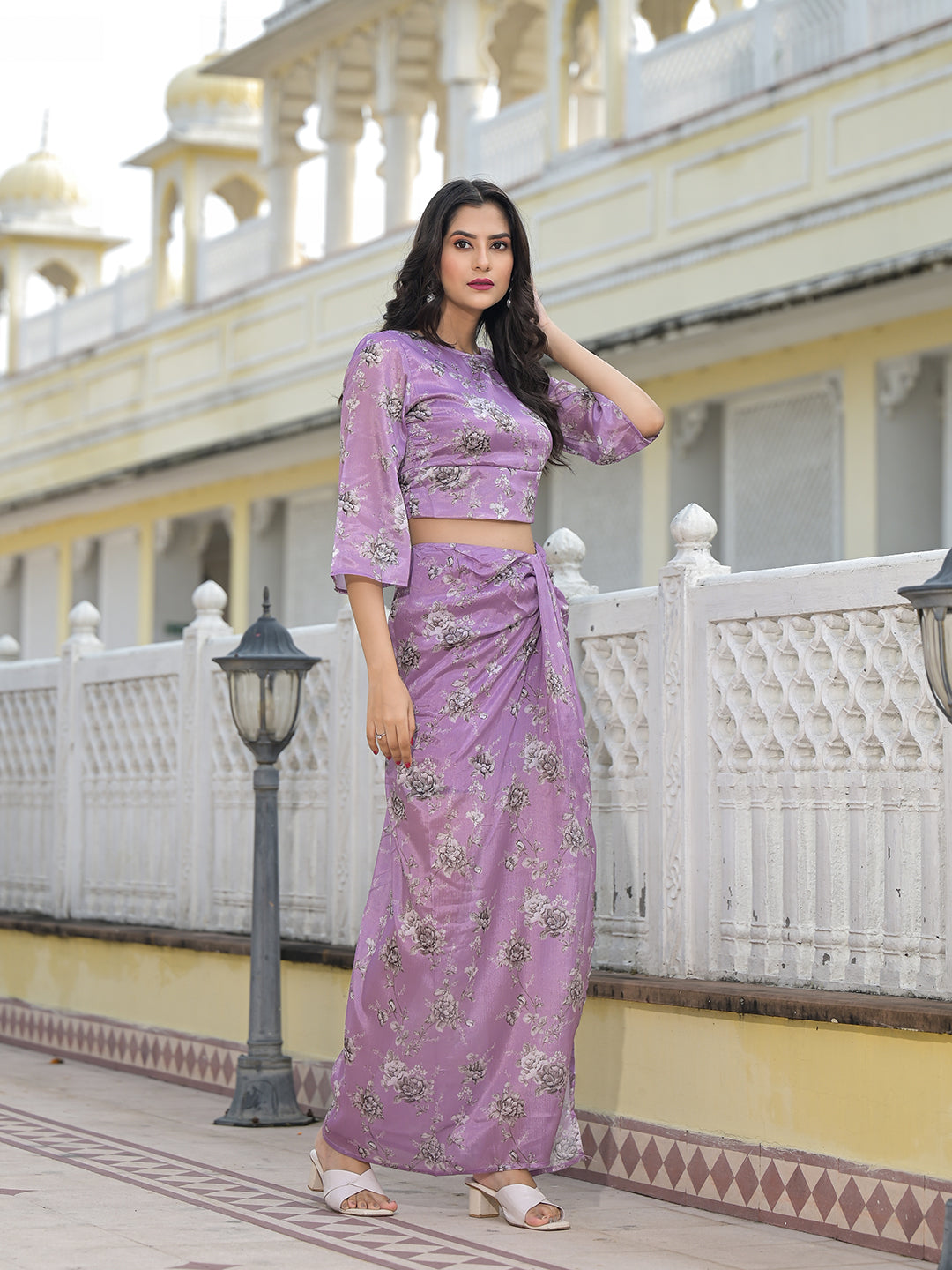 Lavender Skirt top Co-Ord Set - Elganza