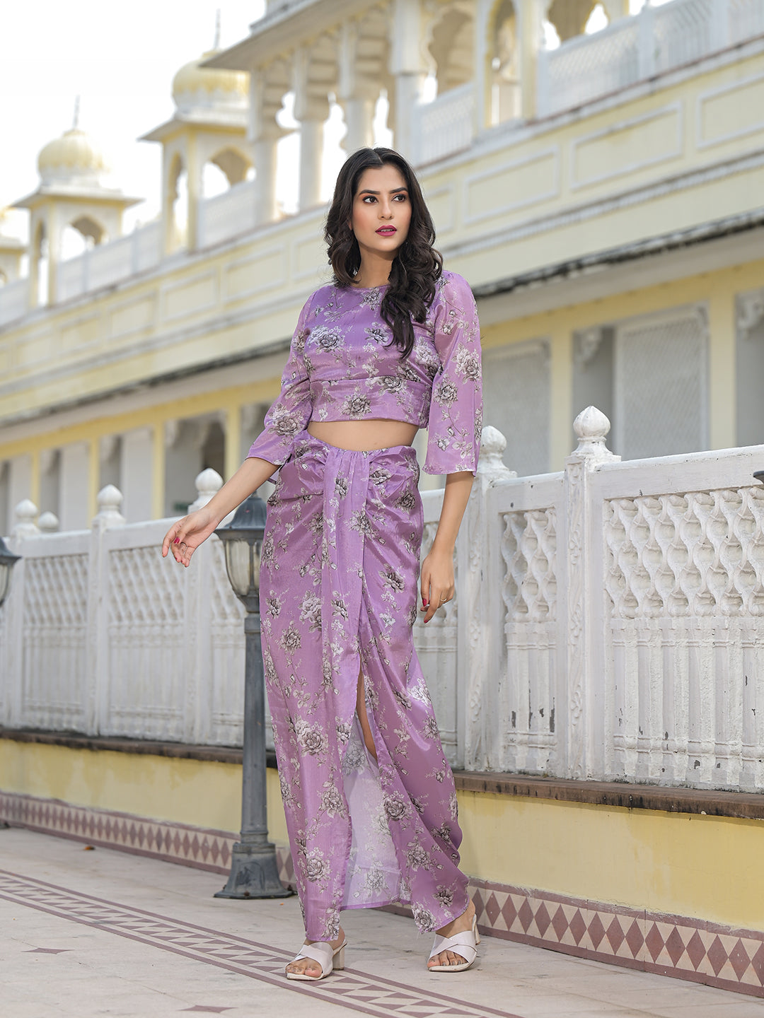 Lavender Skirt top Co-Ord Set - Elganza