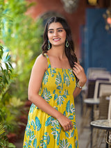 Lemon Yellow Tiered Maxi Dress - Elganza