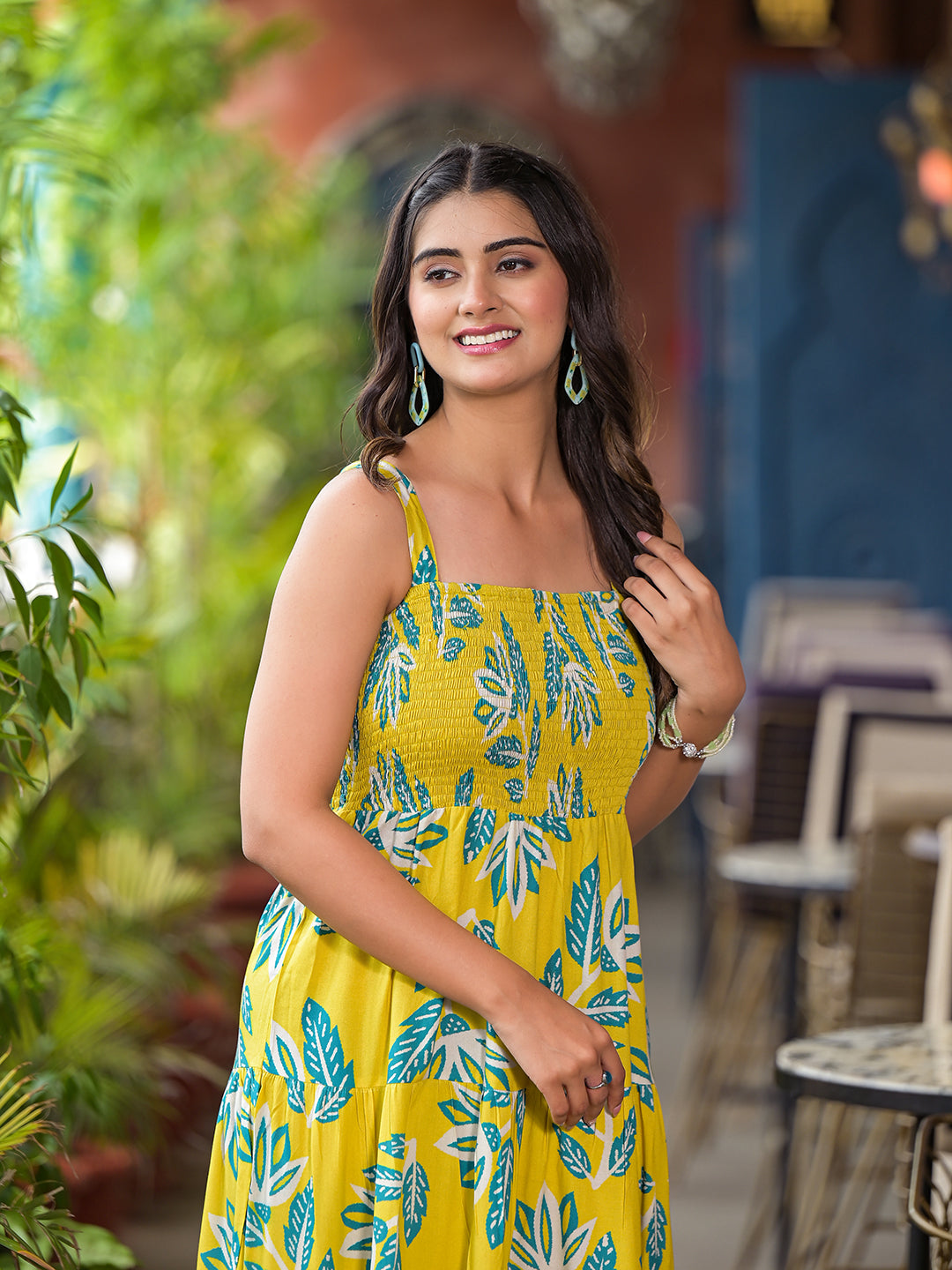 Lemon Yellow Tiered Maxi Dress - Elganza