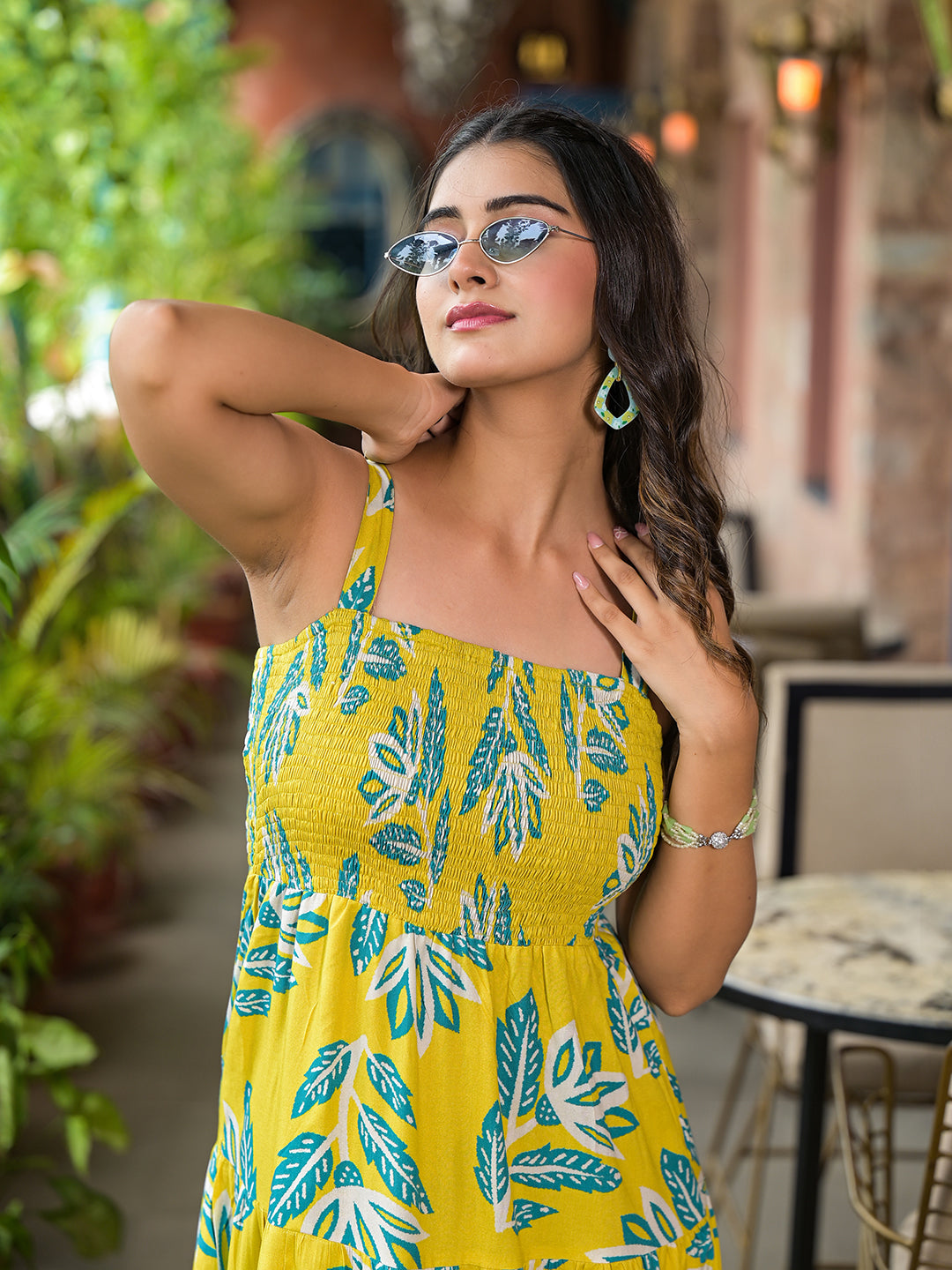 Lemon Yellow Tiered Maxi Dress - Elganza