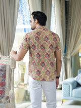 Beige Ethnic print Shirt - Elganza