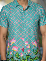 Green Pichwai Art Shirt - Elganza