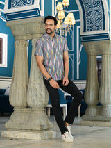 Ikat Woven Grey Shirt - Elganza