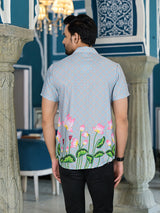 Powder Blue Pichwai Art Shirt - Elganza
