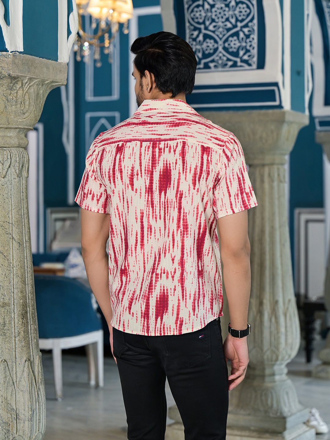 Cream Shibori Print Kantha Shirt - Elganza