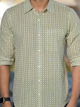 Green & Cream geometric print shirt - Elganza
