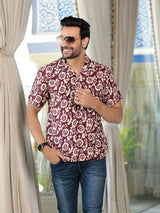 Maroon Batik printed Shirt - Elganza