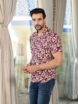 Maroon Batik printed Shirt - Elganza