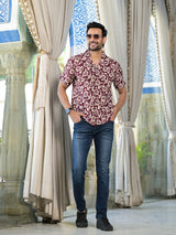 Maroon Batik printed Shirt - Elganza