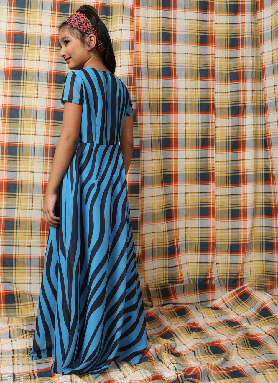 Blue Striped Dress - Elganza