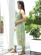 Cream Shibori Print Kurta Pant With Dupatta - Elganza