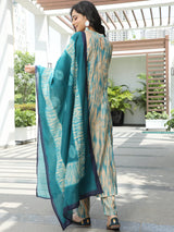 Cream Shibori Print Couple Combo Set - Elganza