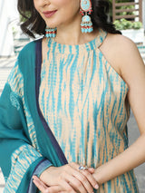 Cream Shibori Print Couple Combo Set - Elganza