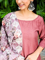 Brown Sequin Kurta Palazzo With Gota Work Dupatta - Elganza