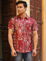 Maroon Ethnic Motifs Shirt - Elganza