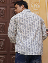 Cream Floral Print Shirt - Elganza