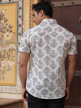 Cream Ethnic Motifs Shirt - Elganza