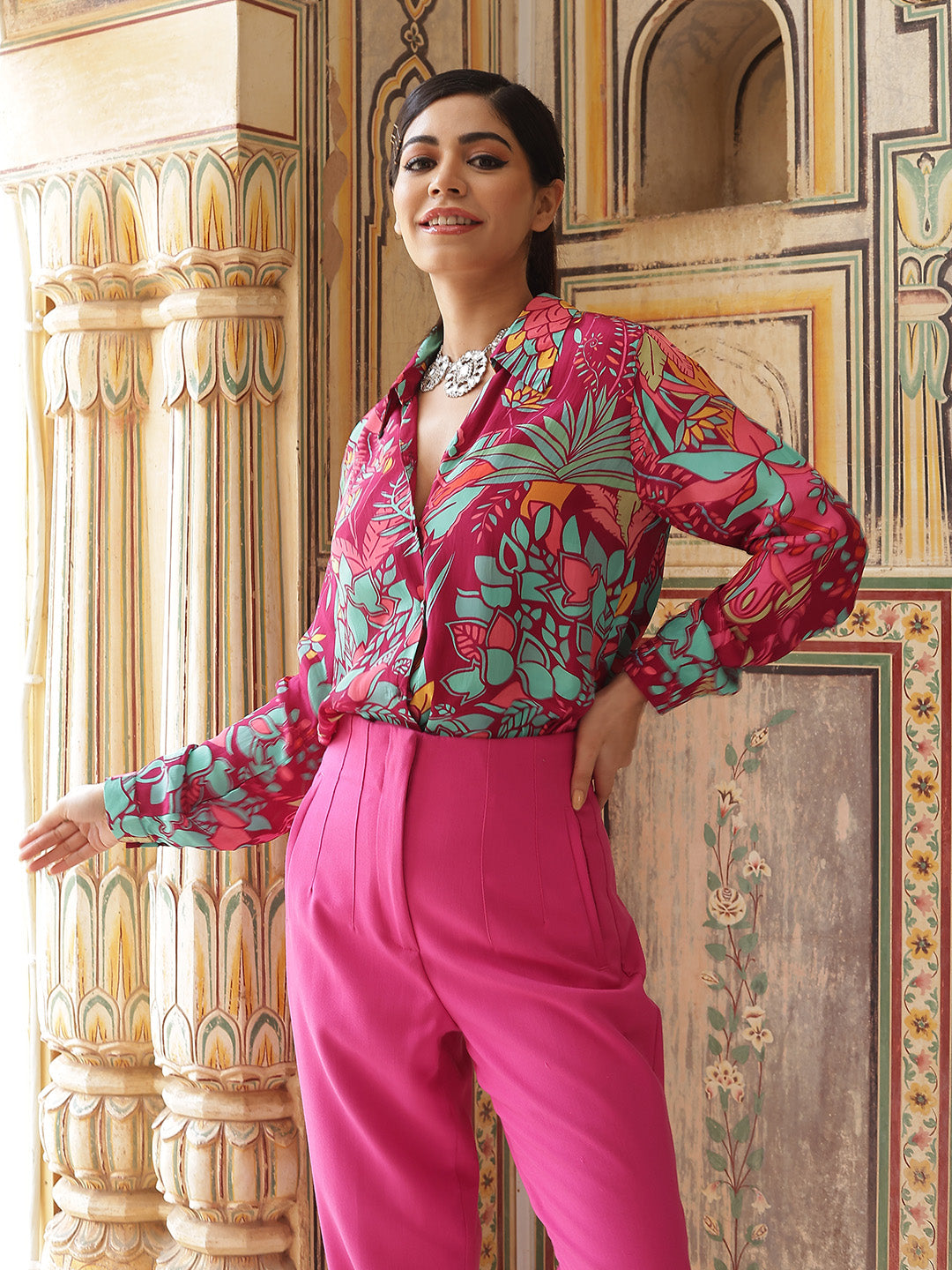 Multicolor Floral Print Shirt - Elganza