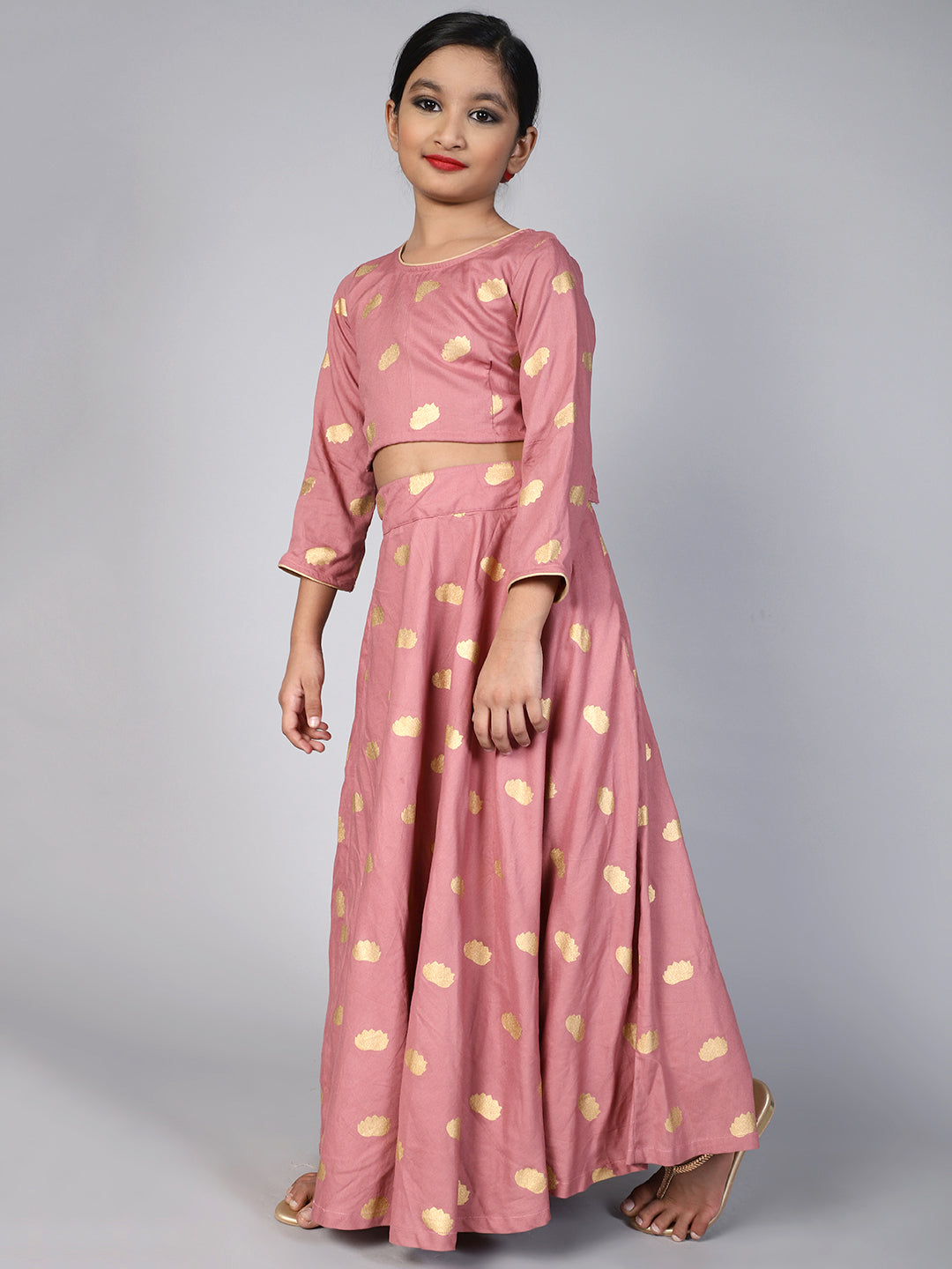 Purple Printed Lehenga Choli With Dupatta - Elganza