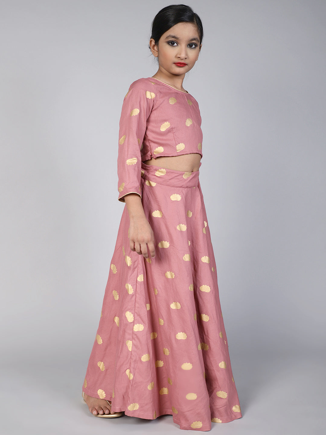 Purple Printed Lehenga Choli With Dupatta - Elganza