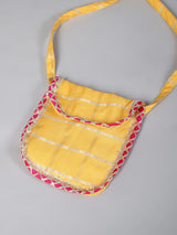 Yellow Checked Maxi Dress With Bag - Elganza