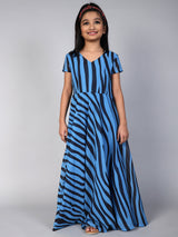 Blue Striped Dress - Elganza