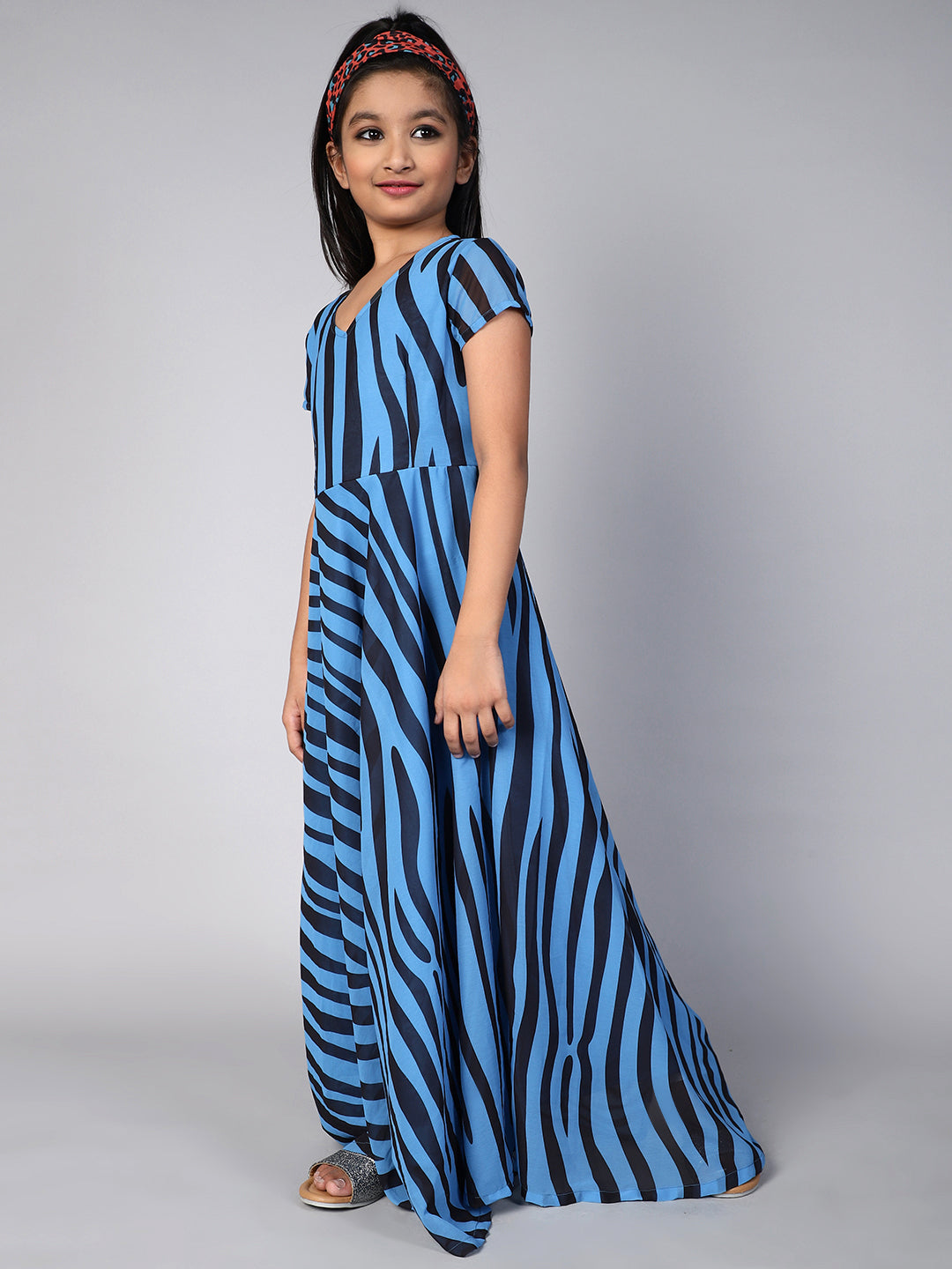 Blue Striped Dress - Elganza