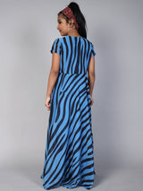 Blue Striped Dress - Elganza
