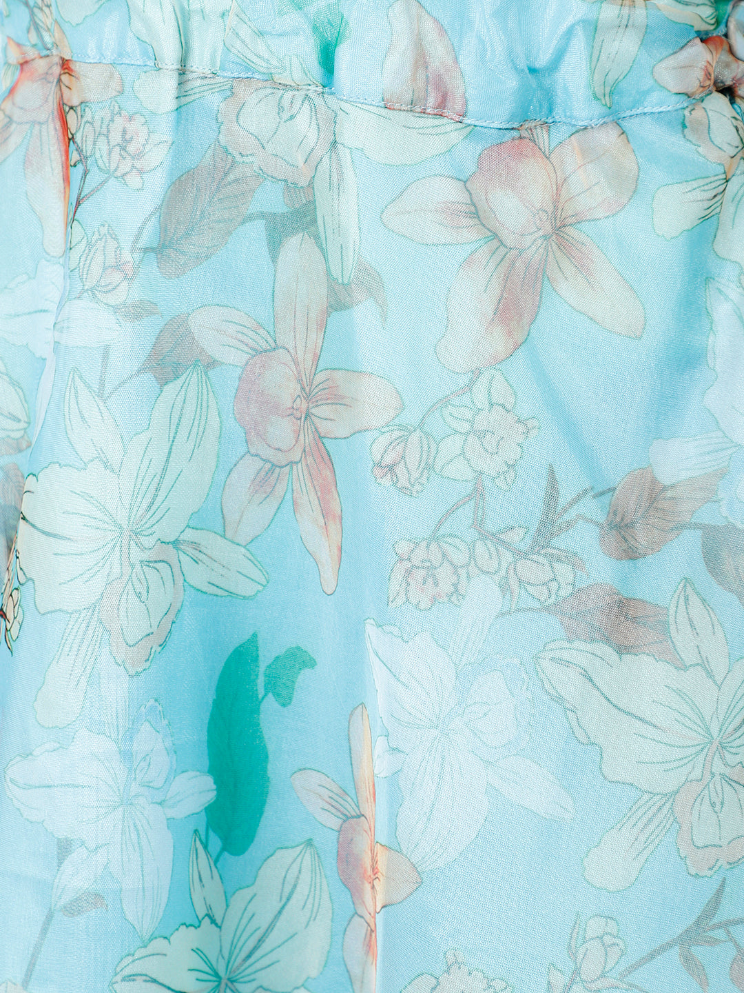 Pastel Blue Floral Print Lehenga Choli - Elganza