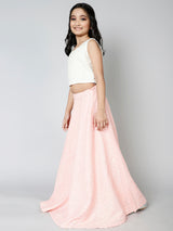 Pink Mirror Work Lehenga Choli With Dupatta - Elganza