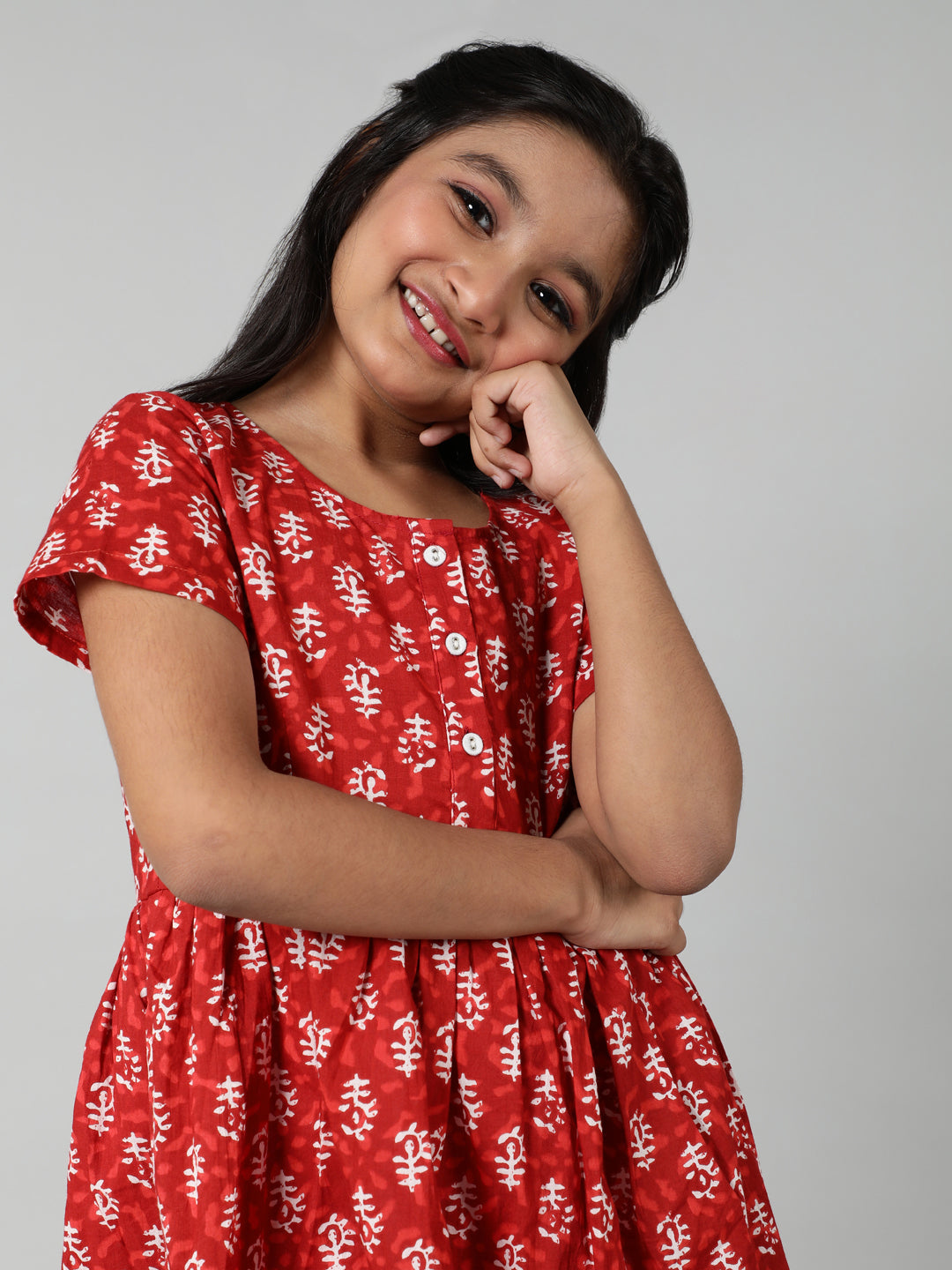 Red Printed Kurta With Palazzo - Elganza