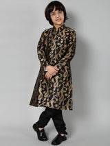 Black Jacquard Sherwani Set - Elganza