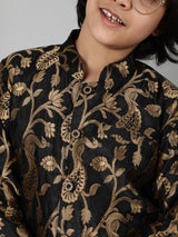 Black Jacquard Sherwani Set - Elganza